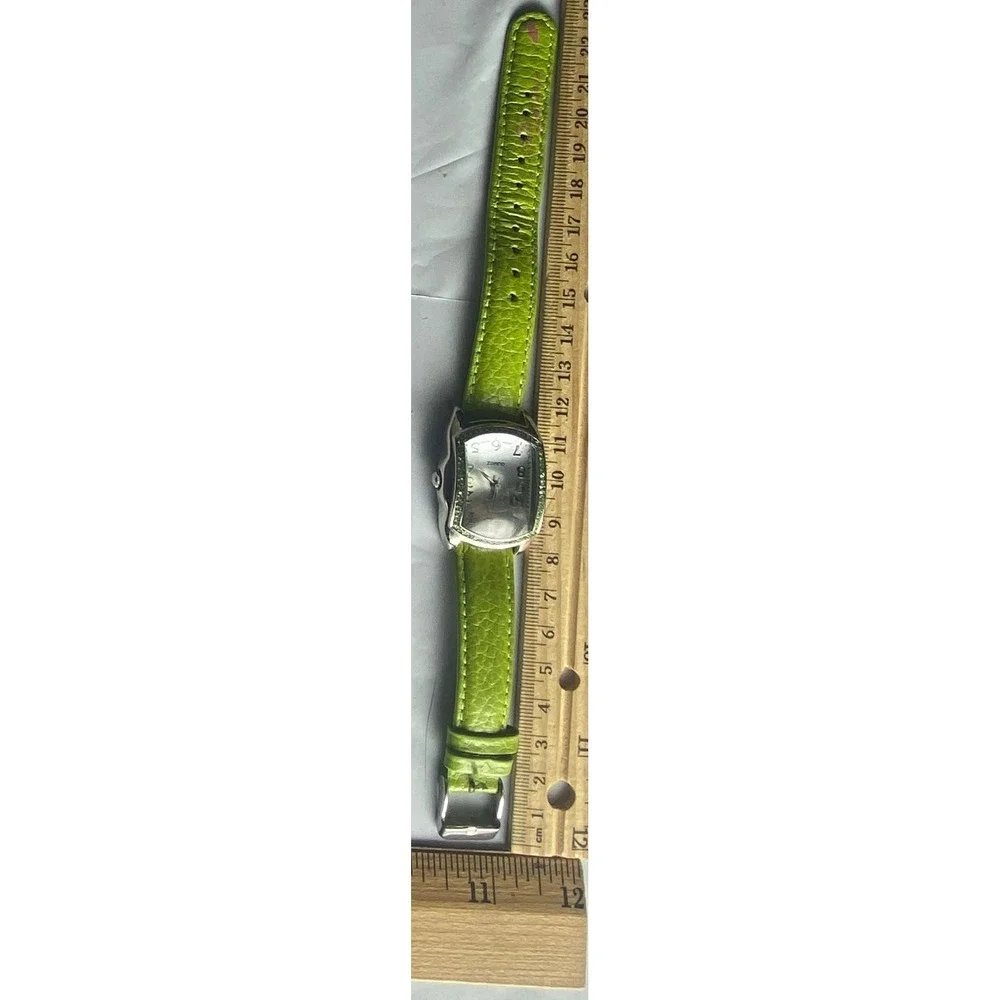 Womens Fashion Watch Square Face Green Croc Embossed‎ Band Analog Quartz